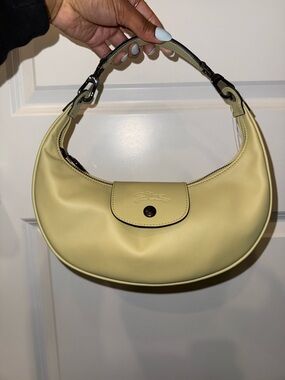 Longchamp Small Crescent Shoulder Bag in Pale Yellow